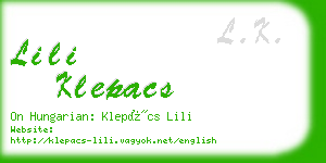 lili klepacs business card